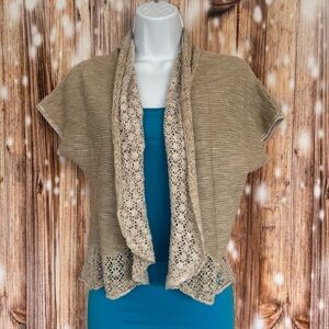 Converse One Star Beige Crop Short Sleeve Cardigan